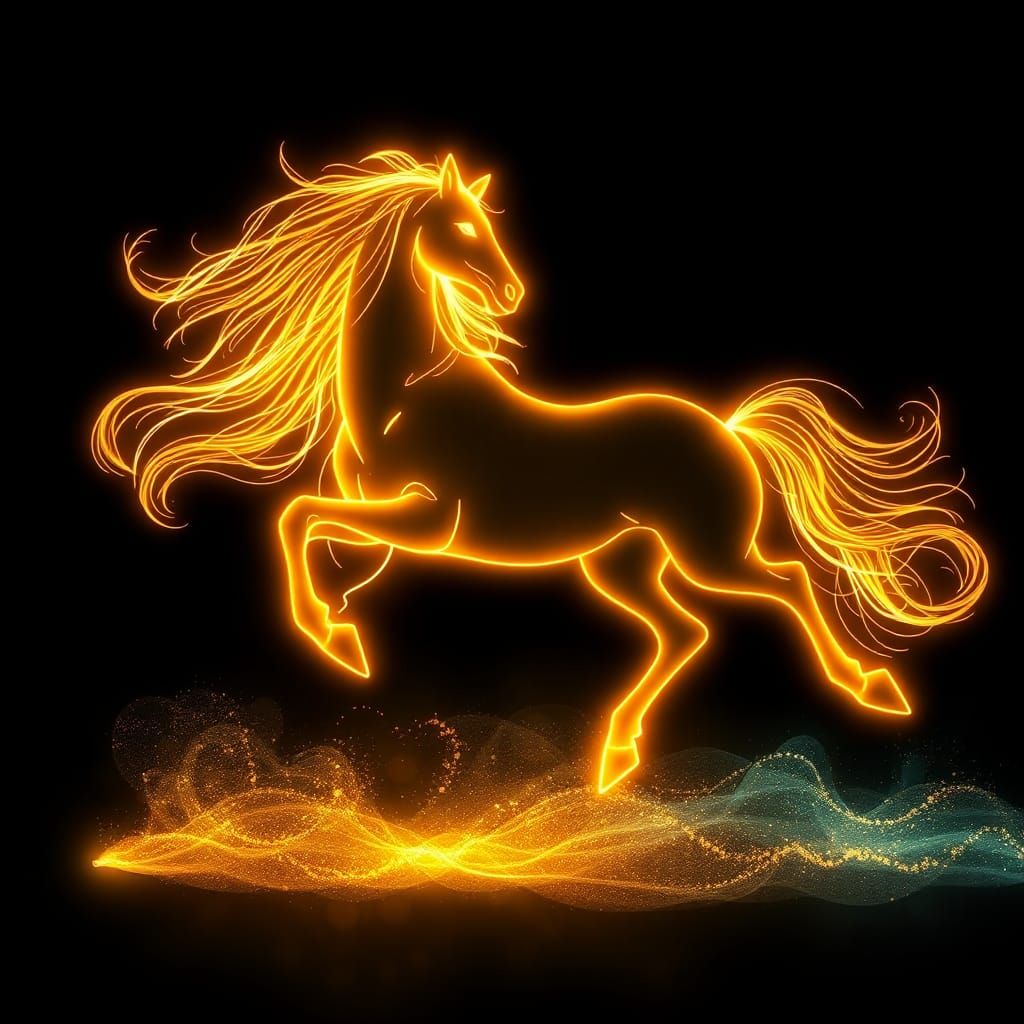 Majestic Horse Silhouette in Ethereal Digital Art Style