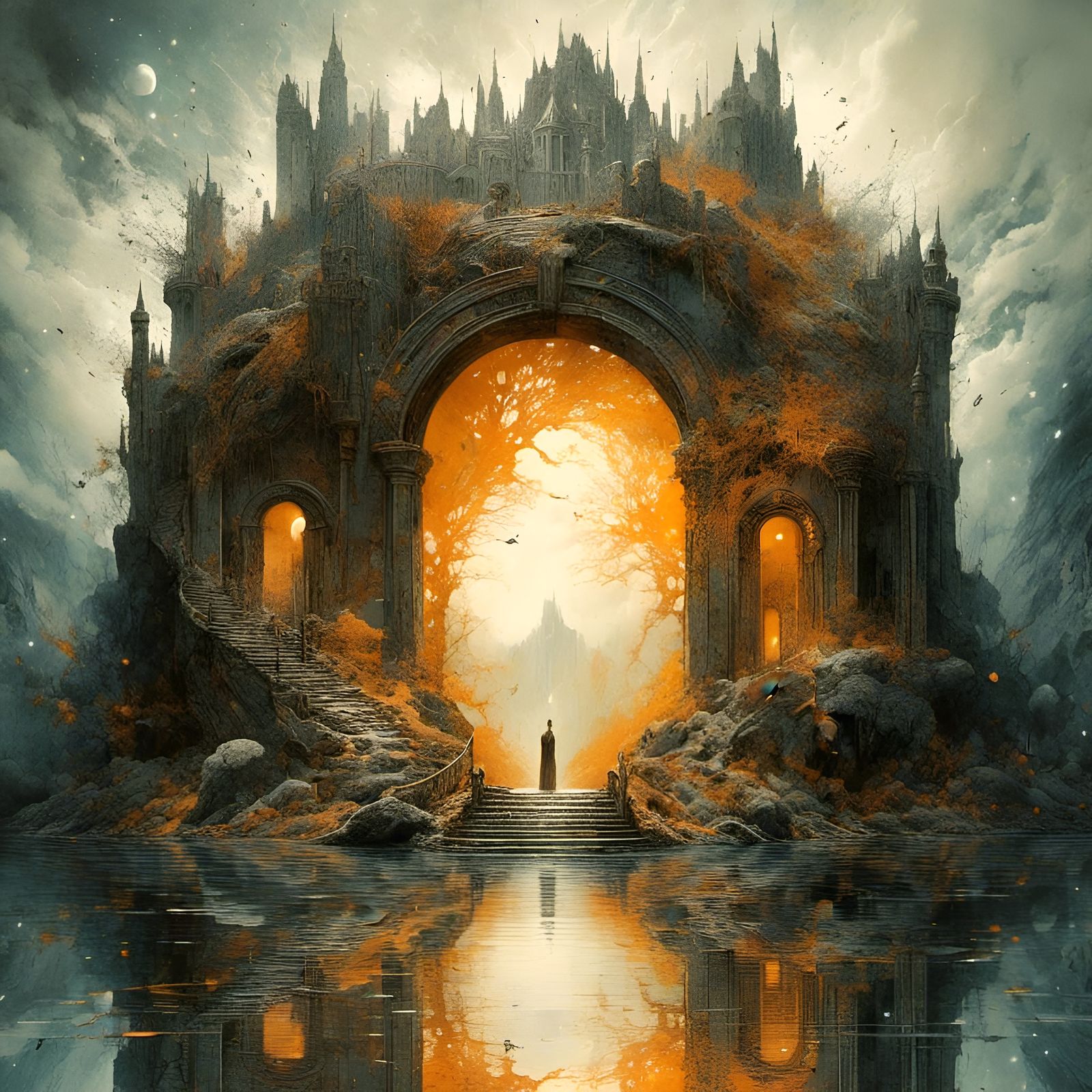 Amber Portal to Fantasy Mountain Castle