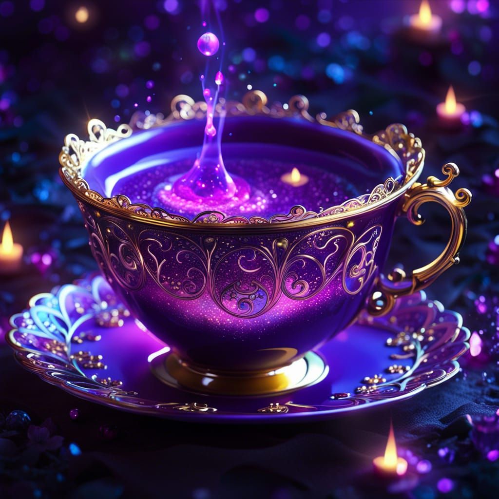 Enchanted Elven Teacup with Purple Tea