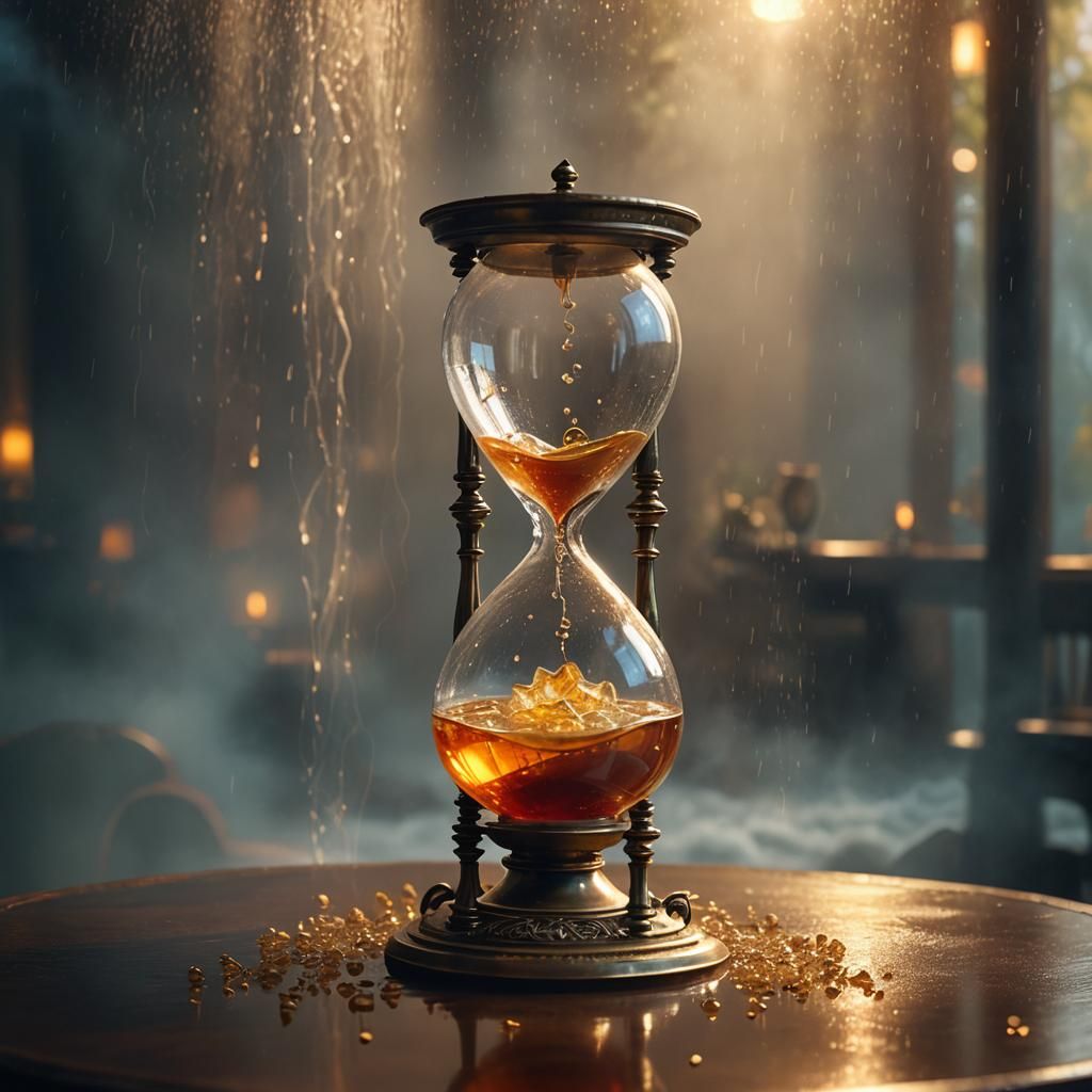 Waterfall Hourglass Lamp: Cinematic Digital Matte Painting