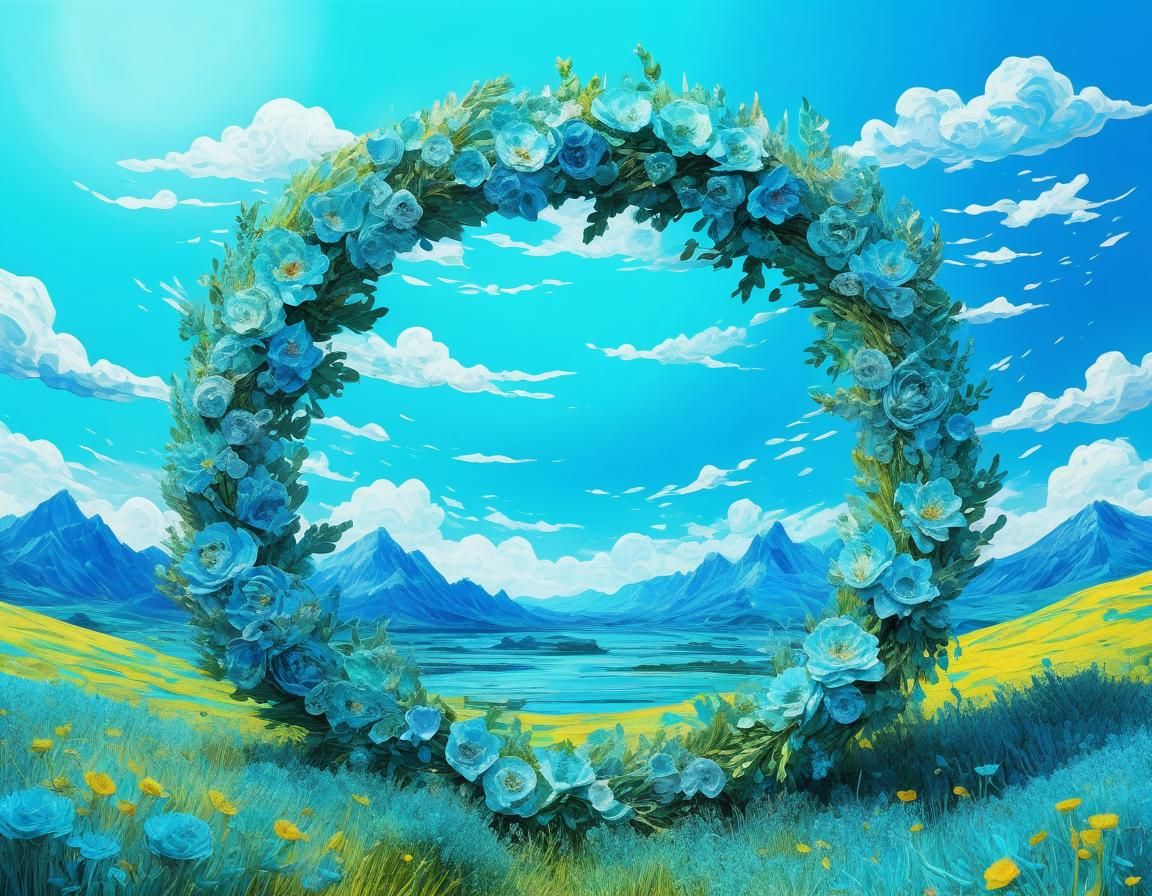 Ethereal Mountain: A Luminous Surrealist Landscape