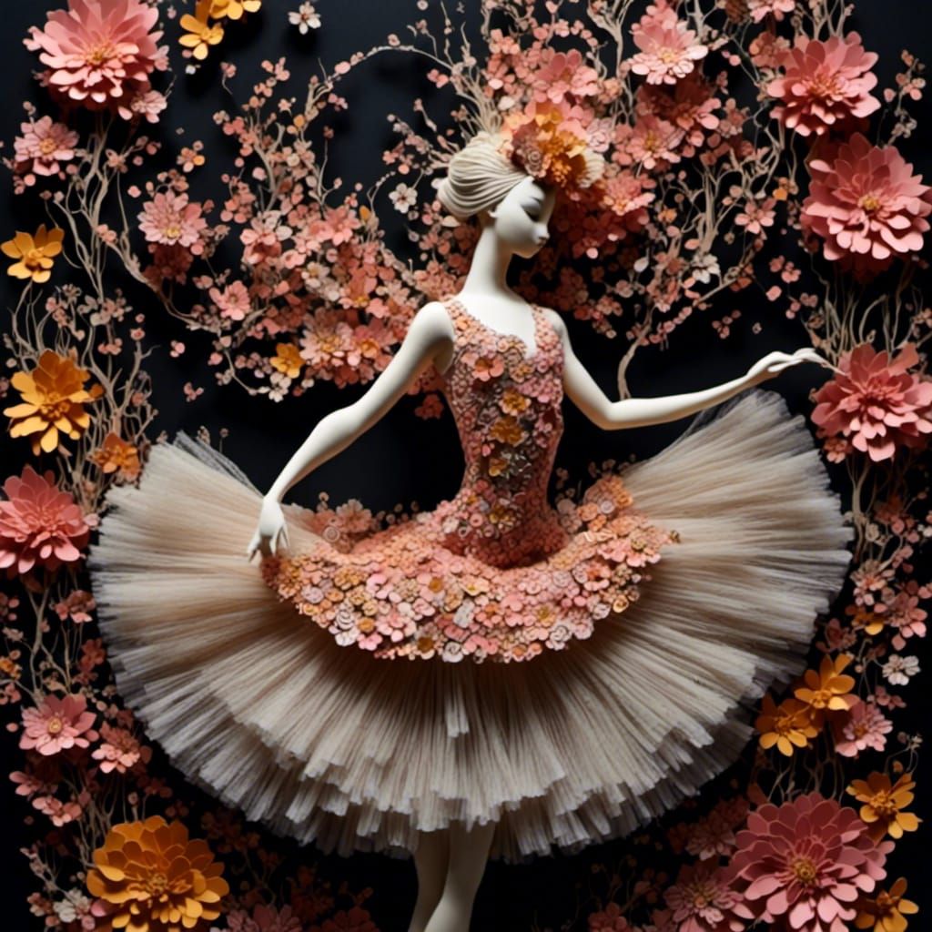 Vibrant Ballerina on Black, Paper Texture