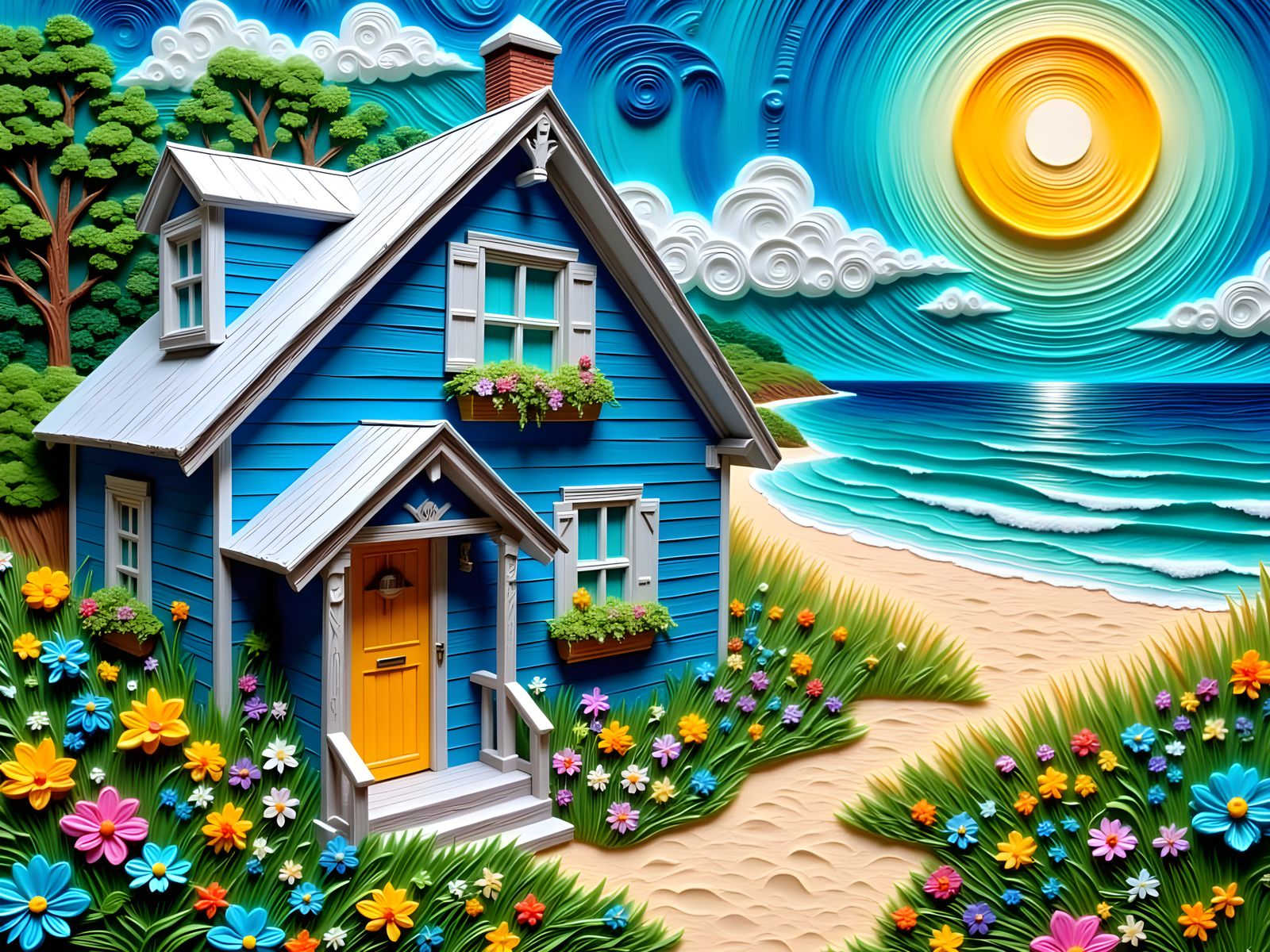 Vibrant Beach House with Whimsical Details in a Maximalist S...