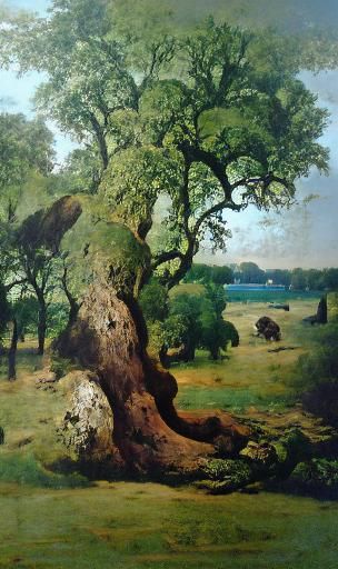Verdant Oak Tree Landscape in Realistic Style
