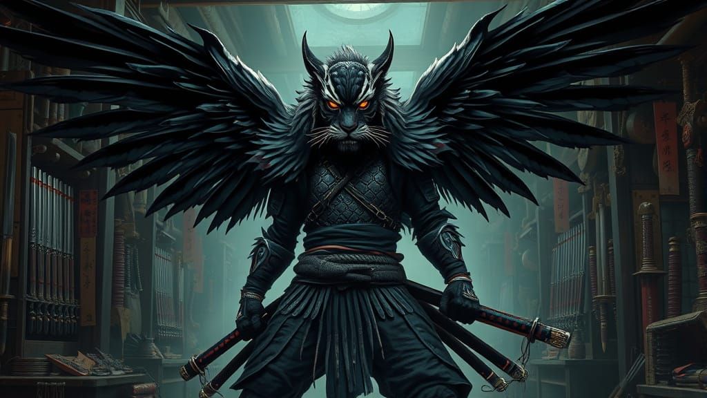 Mythical Samurai Tiger Warrior in Graphic Novel Style