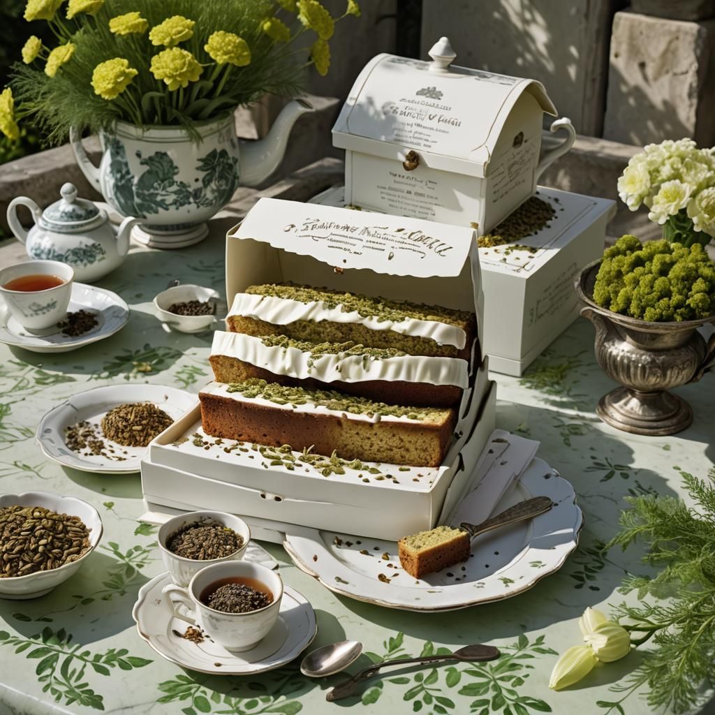 Exquisite Cake Overflowing on French Patio Table
