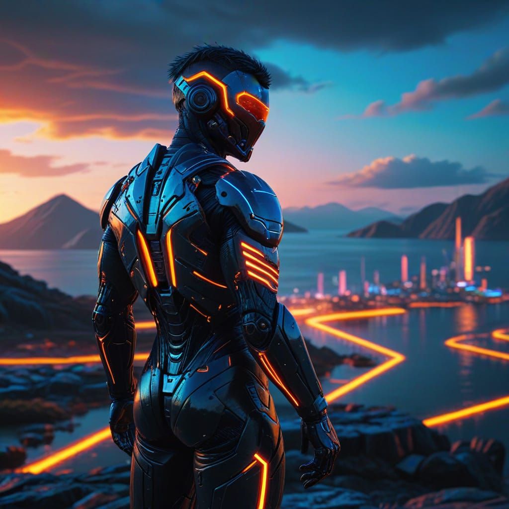 Cyberpunk 2099: Neon-Lit Synthwave on Sommarøy Island