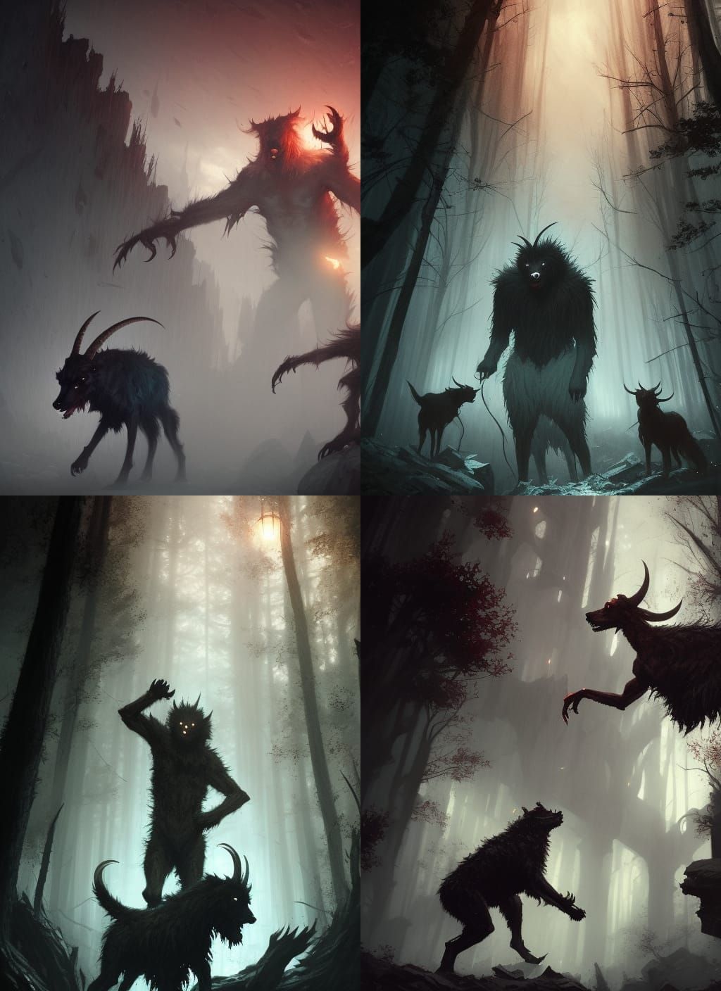 Dogman vs Goatman: Dark Fantasy Concept Art