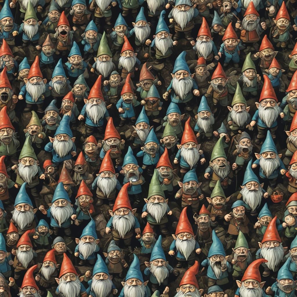 Gnome Invasion in Analog Horror Style