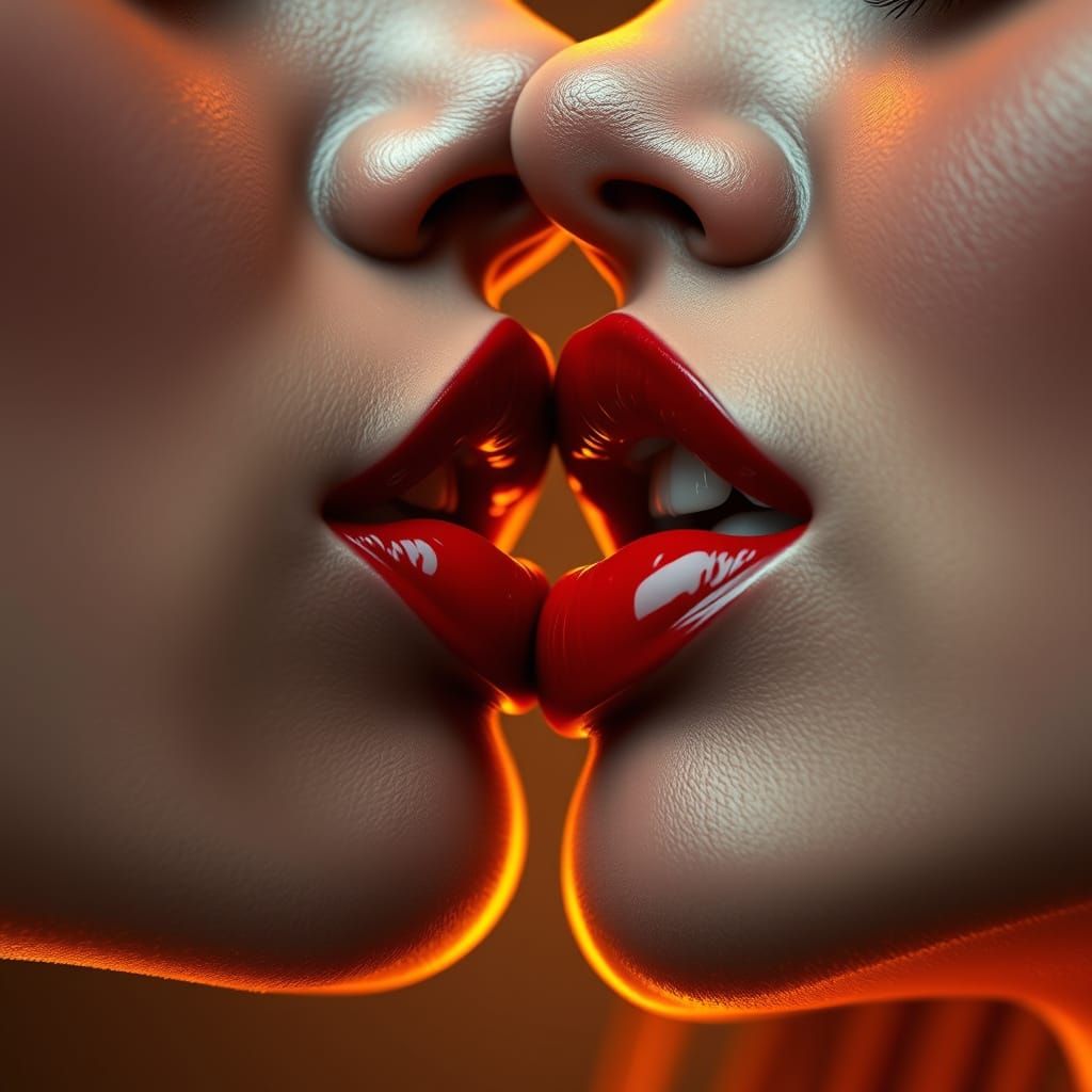 Sensual Crimson Lips in Concept Art Style