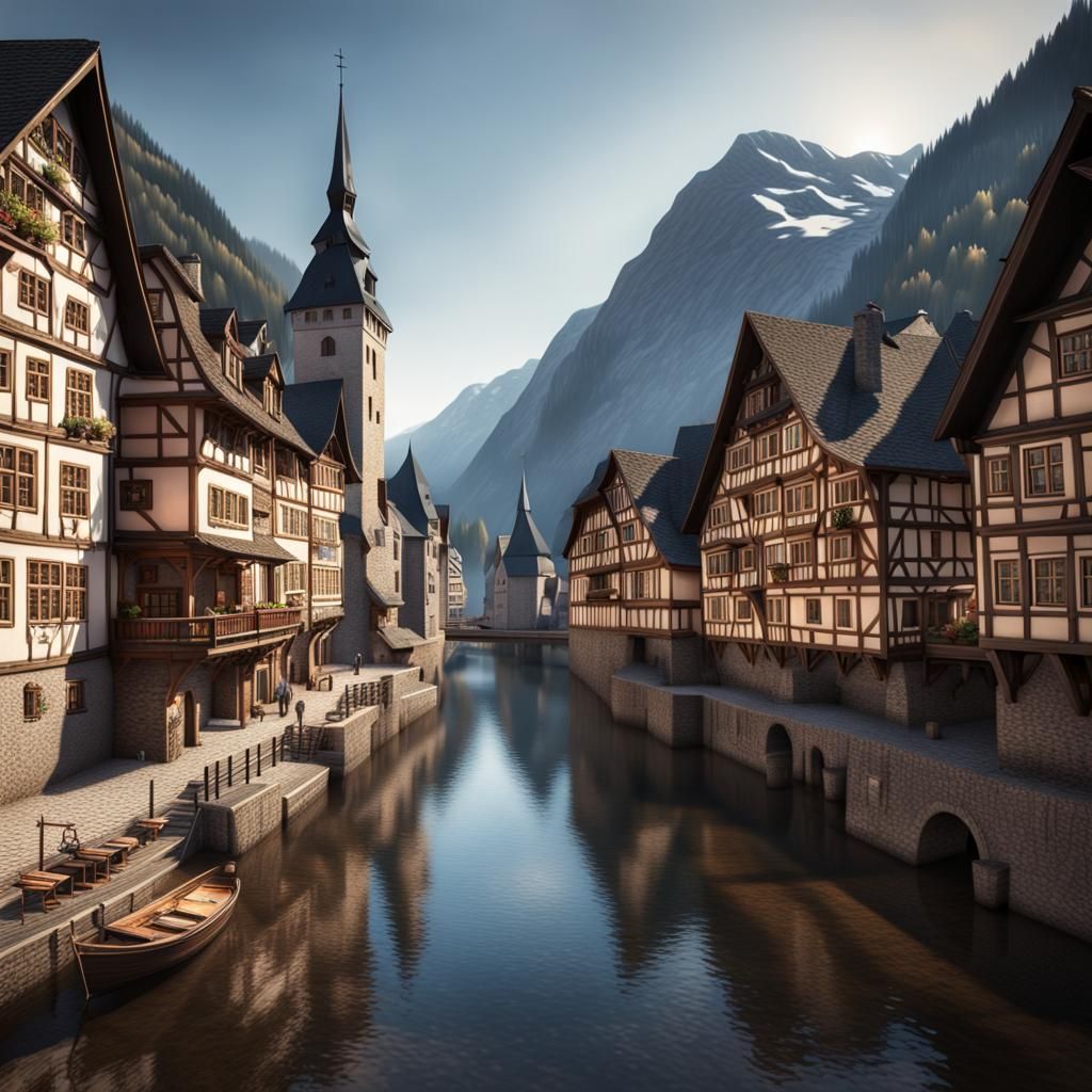 Classic Hallstatt View in Detailed Color Photography