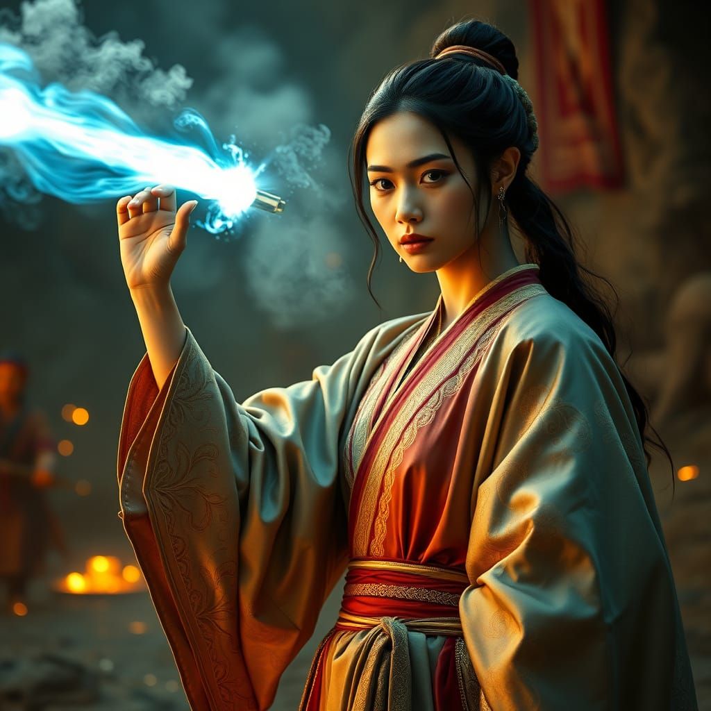 Ethereal Malaysian Sorceress Casts Radiant Magic Missile in ...