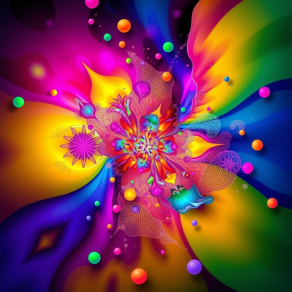 Fractal Dance of Vibrant Shapes and Patterns