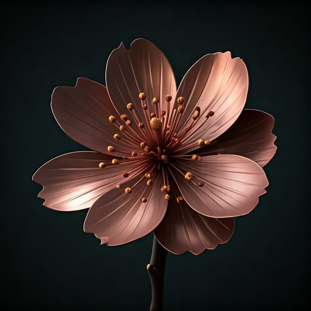 Futuristic Metal Cherry Blossom Sculpture Art