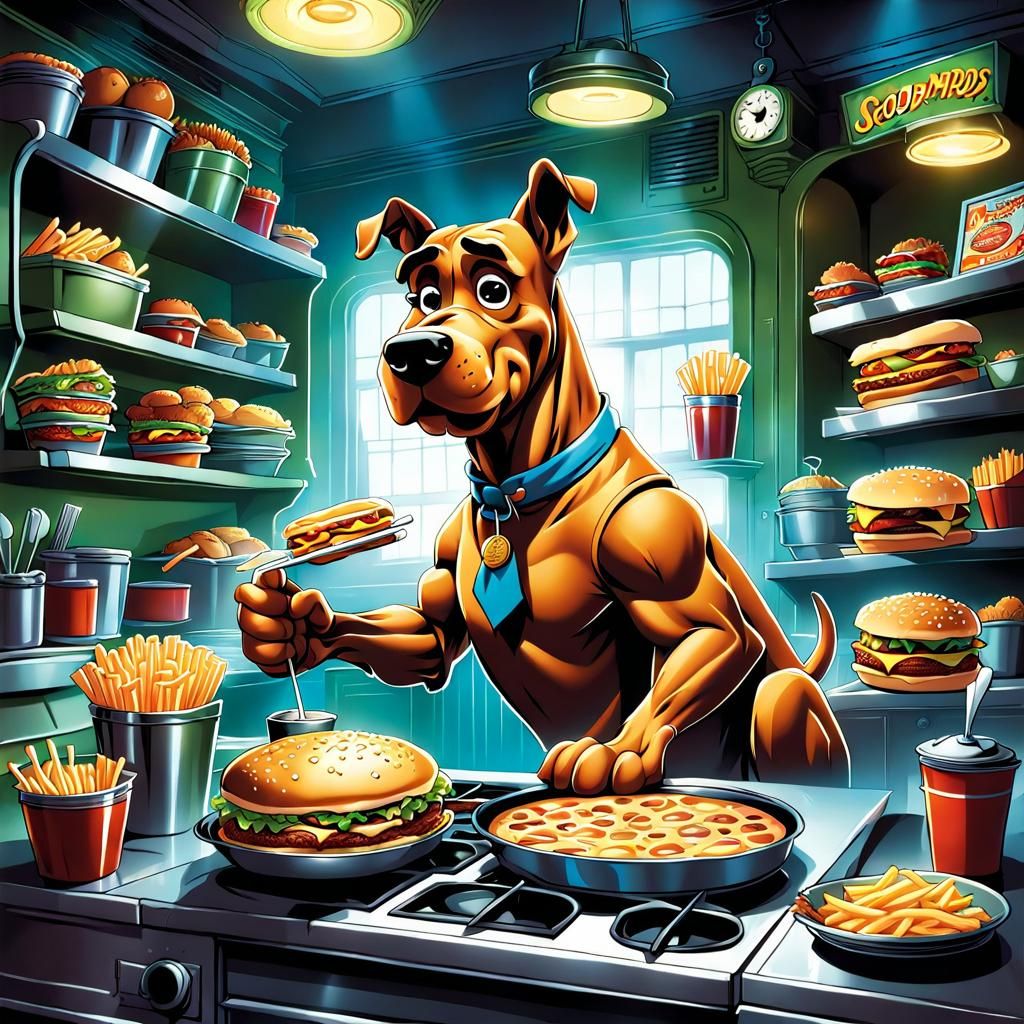 Scooby Doo Works as Fast Food Cook in Comic Art