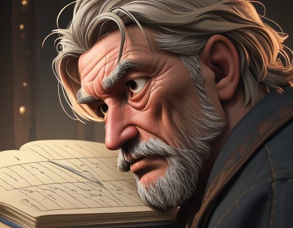 Renaissance Man Writing: Bold Colors and Warm Light