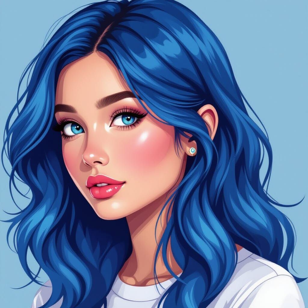 Blue-Haired Girl Portrait