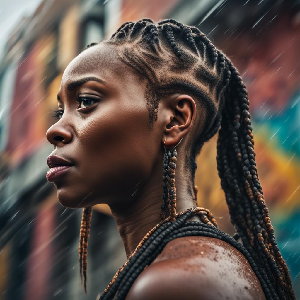 Cinematic Portrait of a Woman with Cornrows