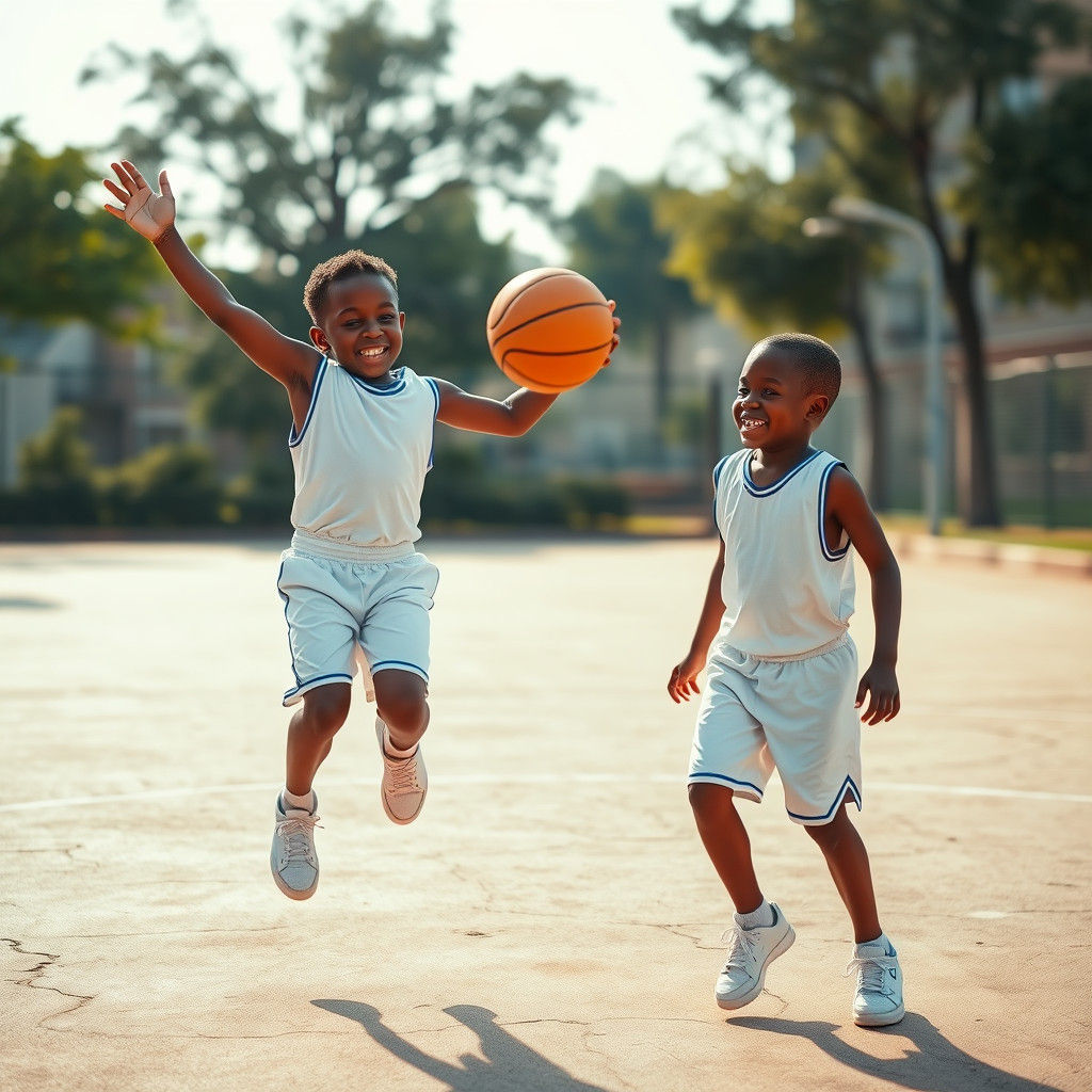 Young Basketball Enthusiasts in Action