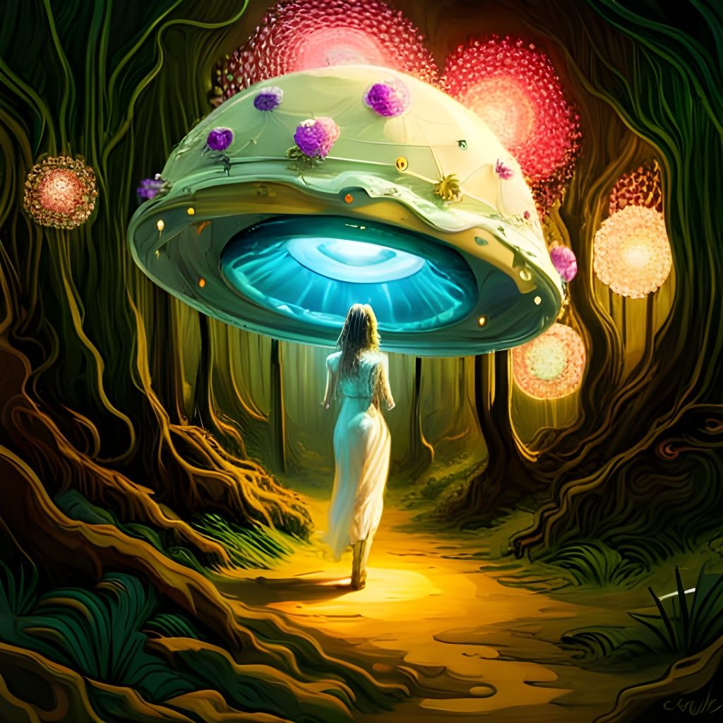 Glass Gemstone UFO in Fantasy Artwork