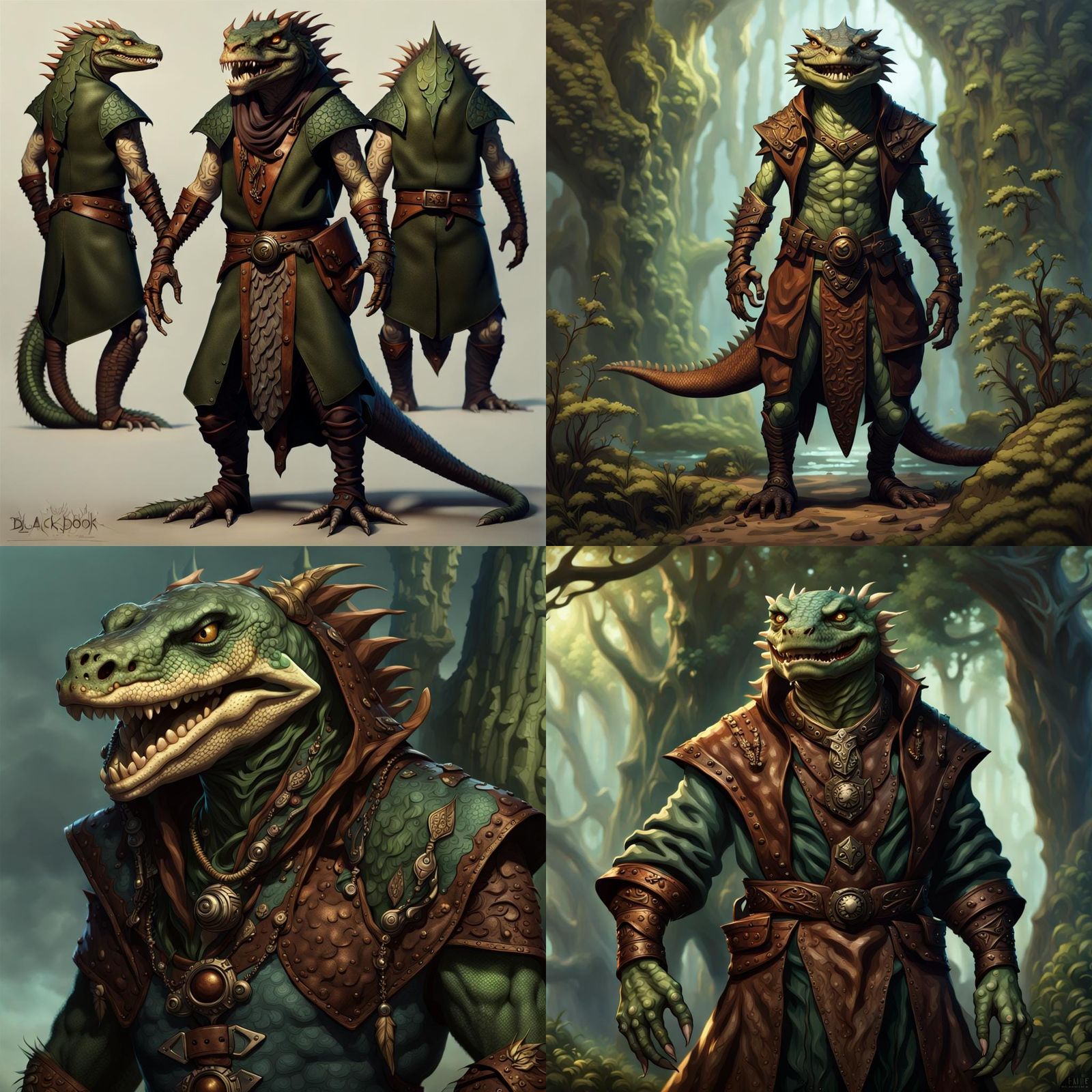 Fantasy Druid Lizardfolk with Uncanny Smile