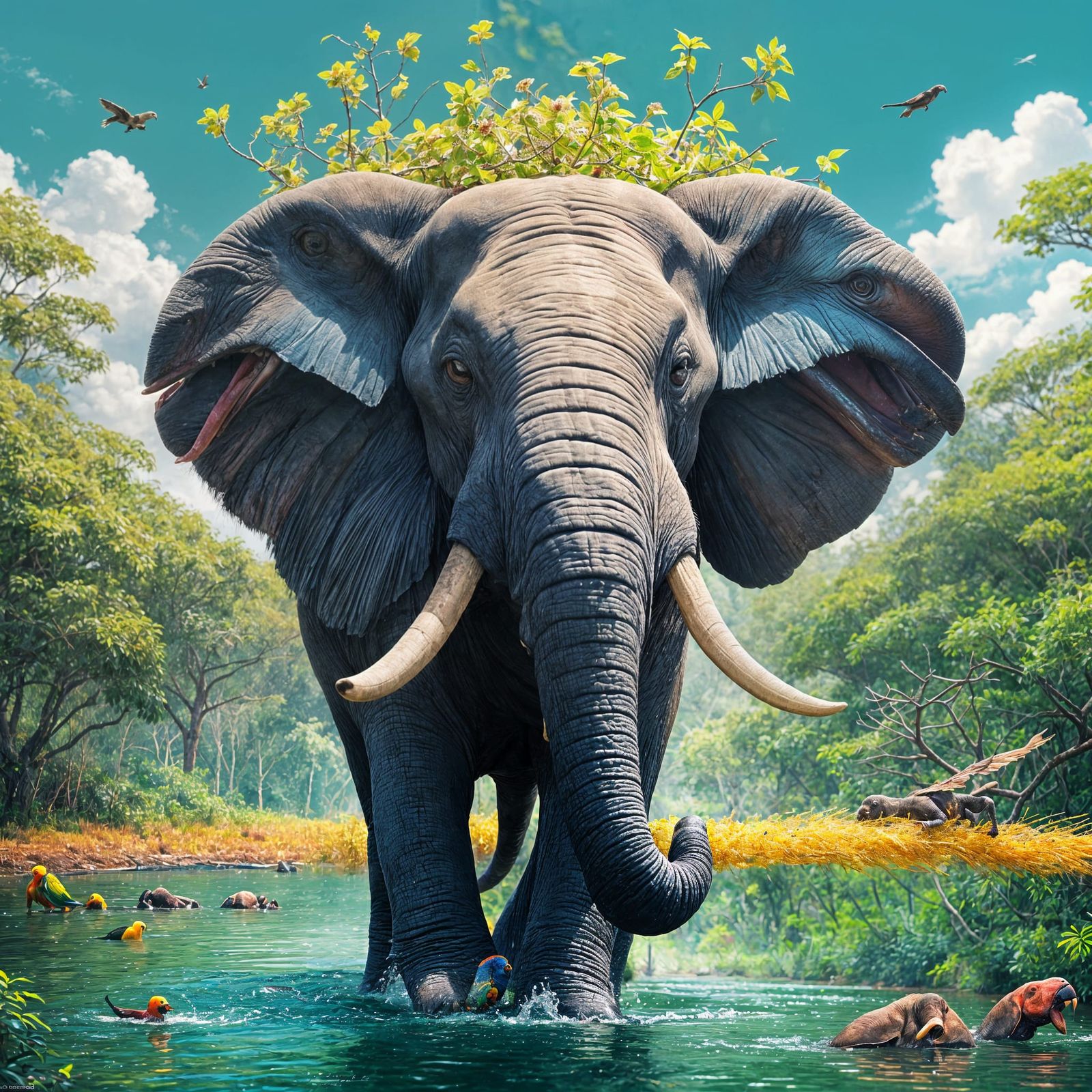 Epic Amazonian Battle between a Massive Elephant and a Darin...