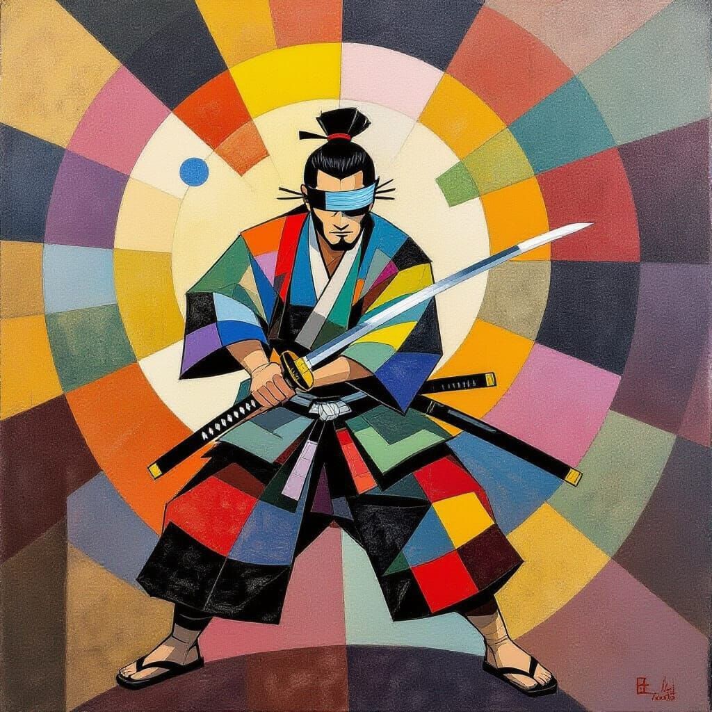 Samurai zatoichi meet Paul Klee paint world and abstract art