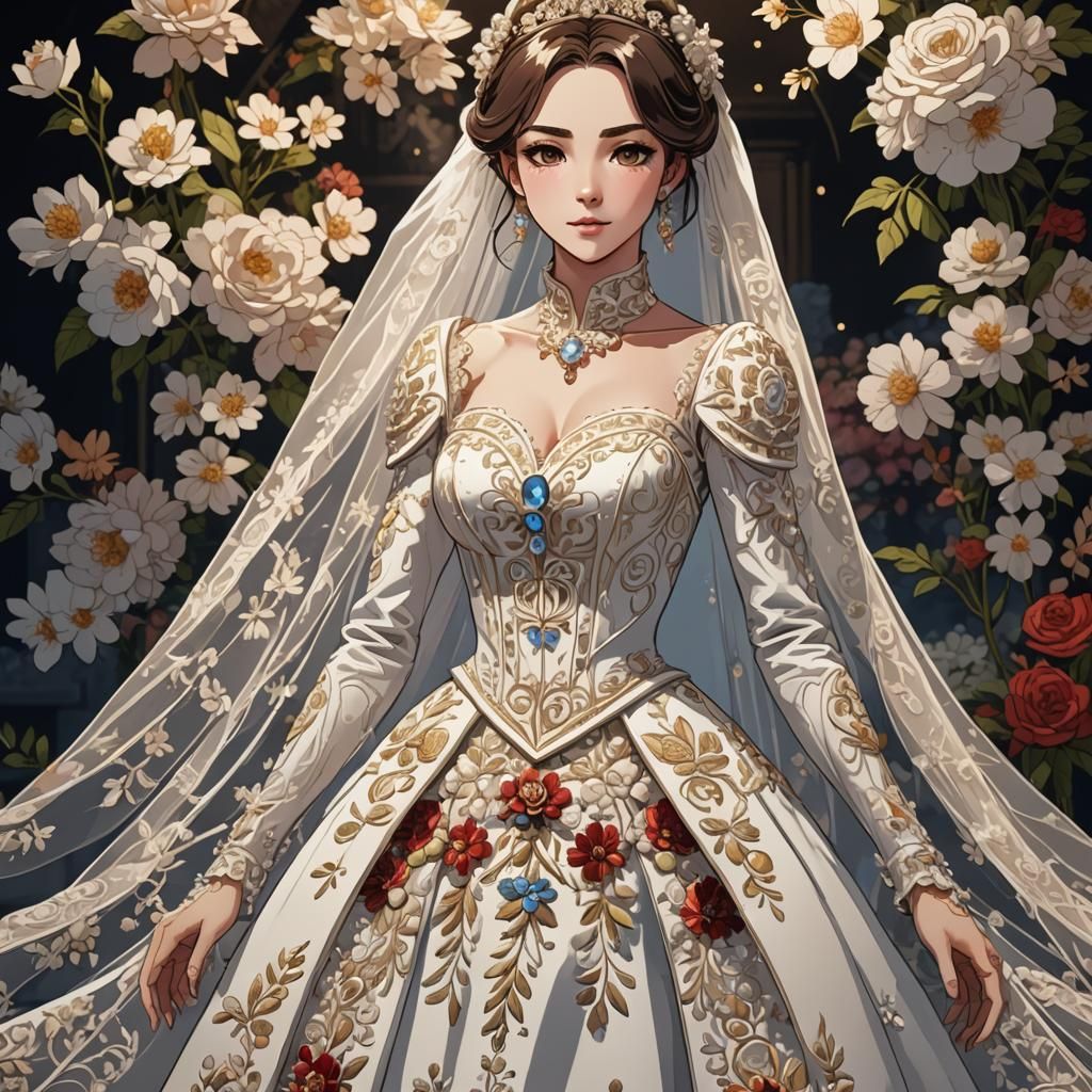 Yor Forger in Embroidered Wedding Dress