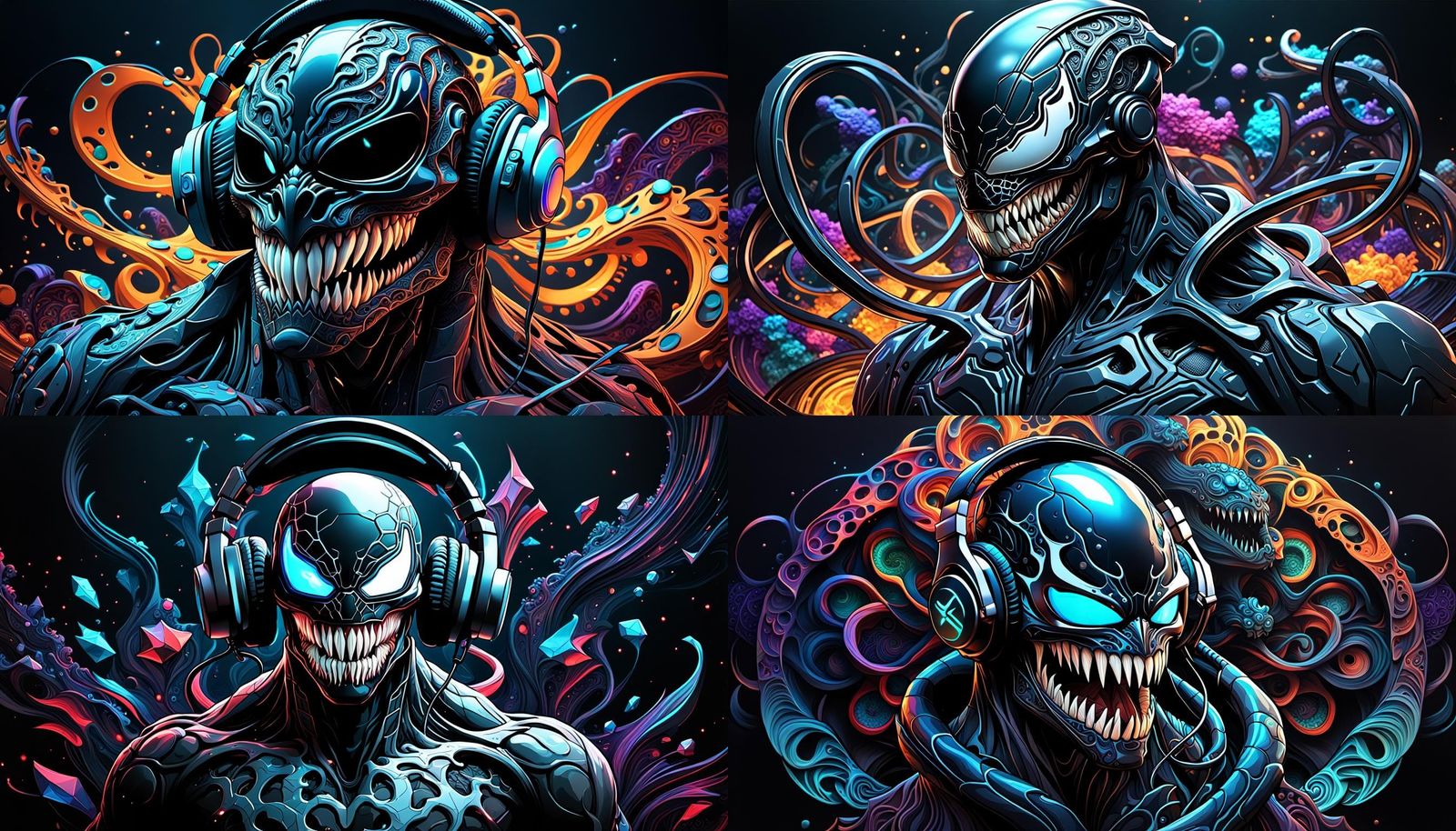 Venom Gamer with Abstract Fractal Art
