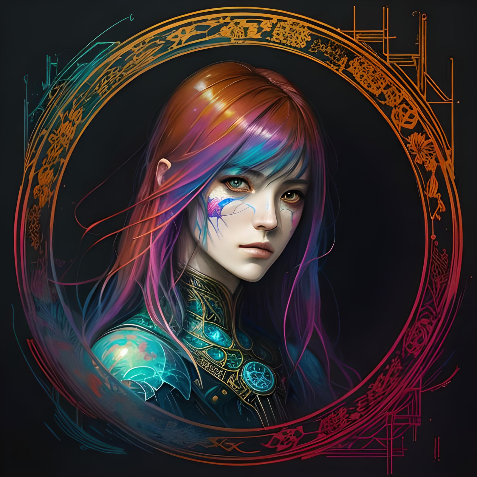 Fantasycore Portrait in Digital Watercolor Style