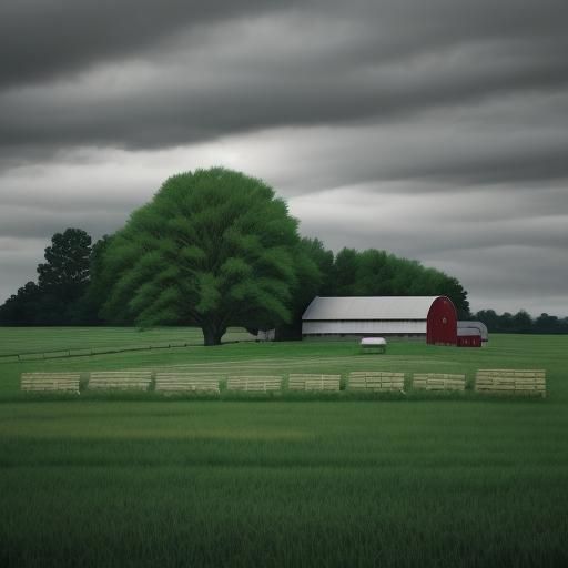 Hyperrealistic Farm Landscape with Fresh Air and Hay