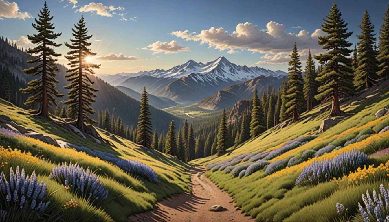 Pacific Crest Trail Spring Hike in Stunning Hyperrealistic D...