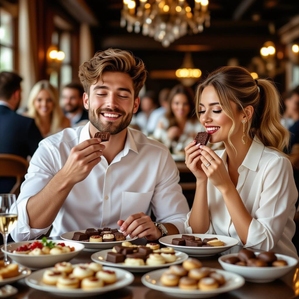 Couple Enjoys Decadent Chocolates at Lavish Party