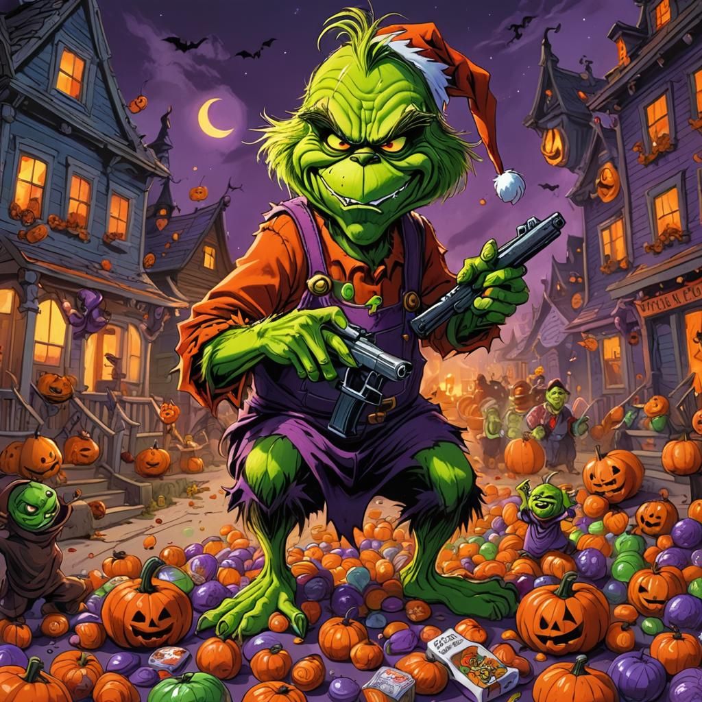 Grinch Stealing Candy: Dark Fantasy Concept Art