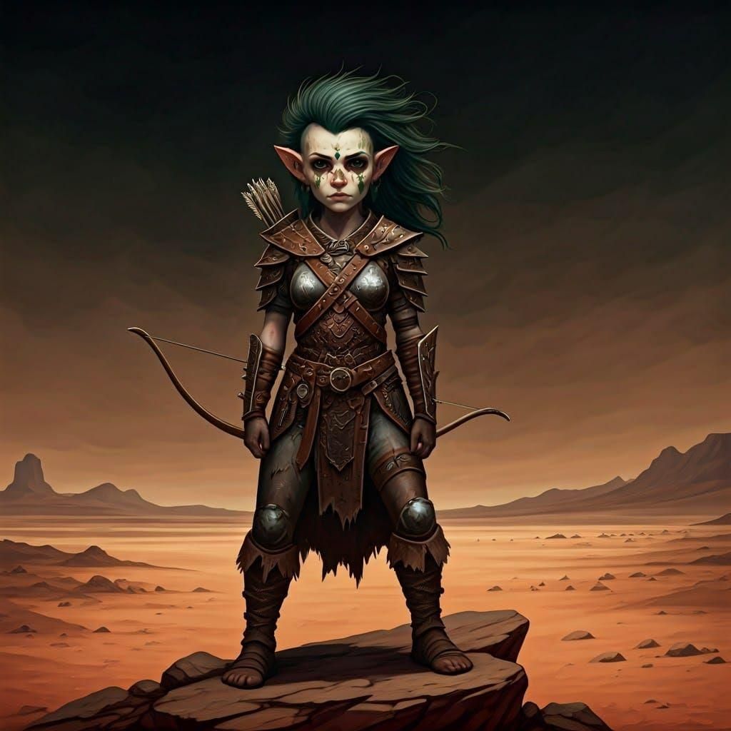 Halfling Warrior in Desert Landscape