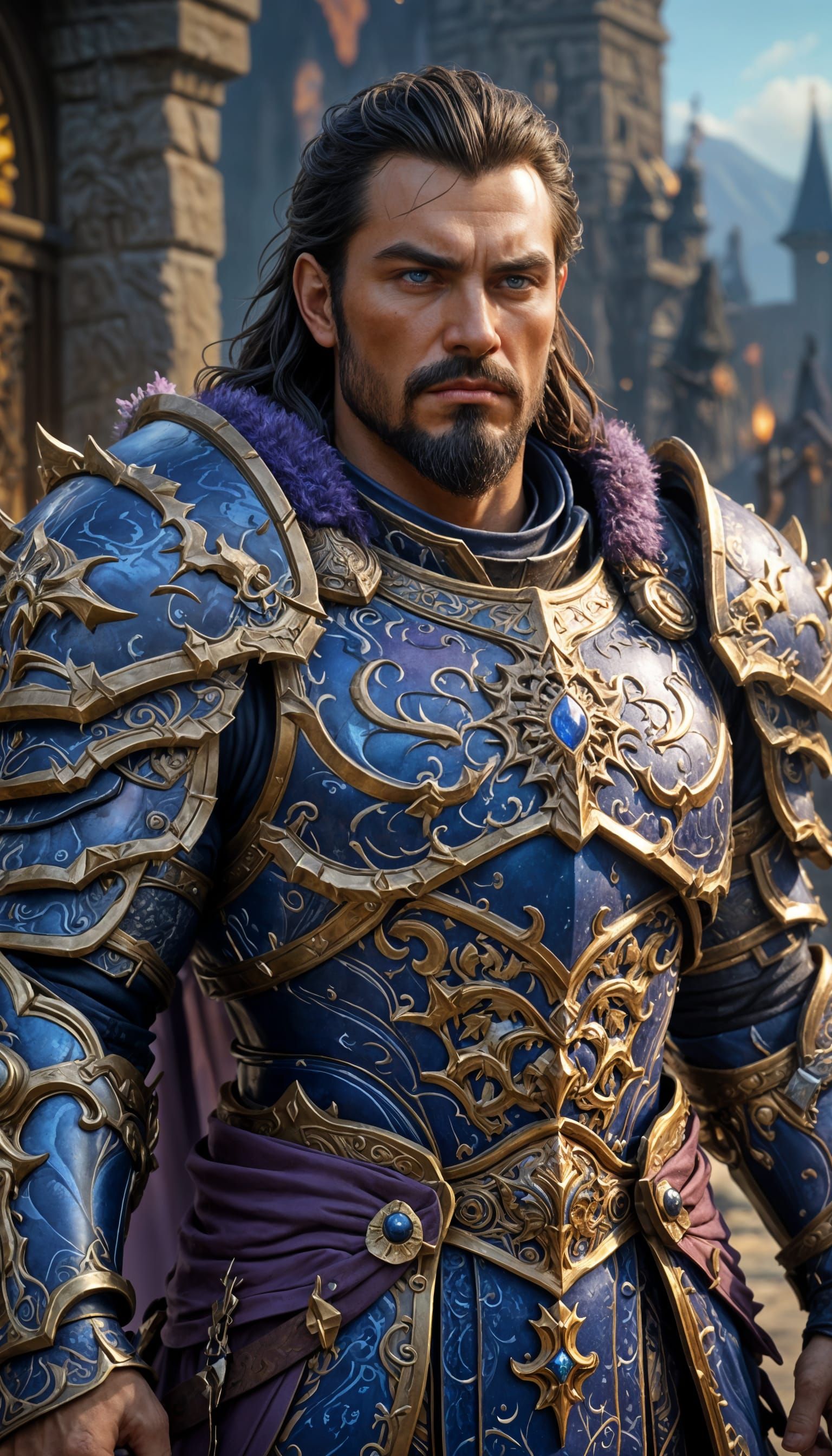 Regal Warrior in Intricately Detailed Armor