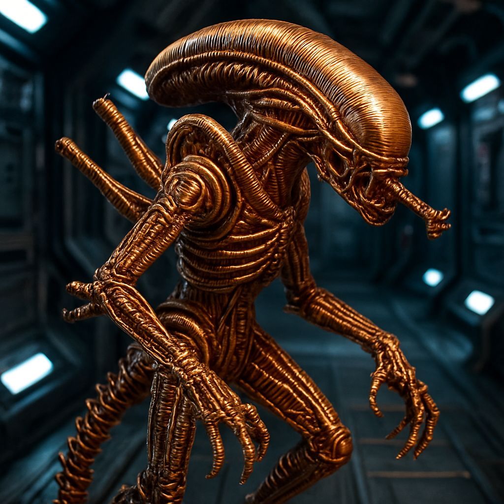 Copper Wire Xenomorph Inside Sci-Fi Station