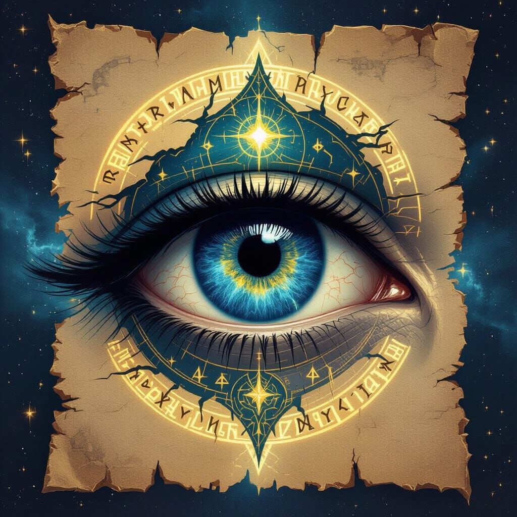 Mysterious Eye Profile Picture with Ancient Runes