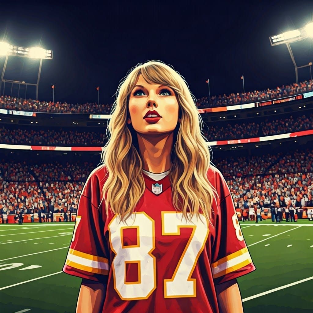 Taylor Swift Stadium Image in Pop-Art Style