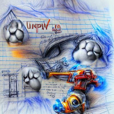 Creative 3D Puppy Concept Art in HDR Pencil Sketch Style