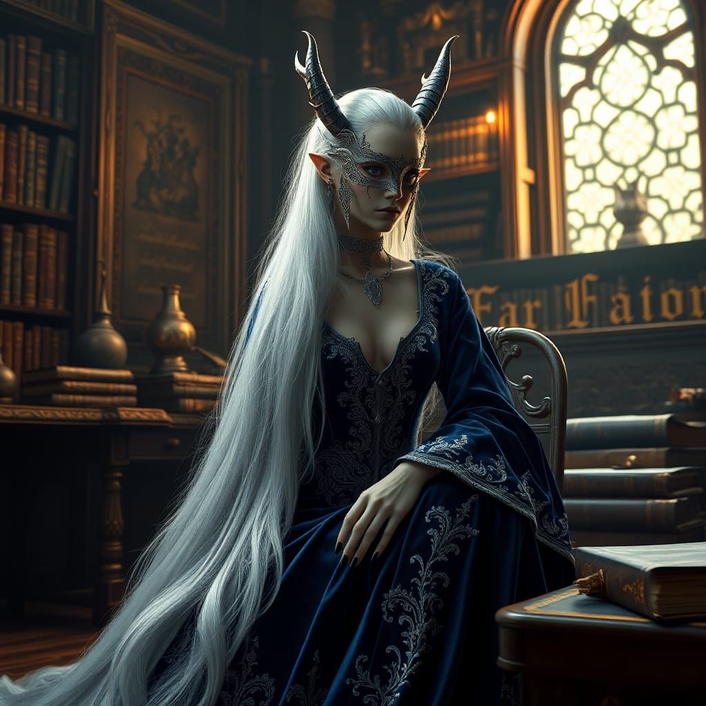 High-Elf in Ornate Study: Fantasy Concept Art