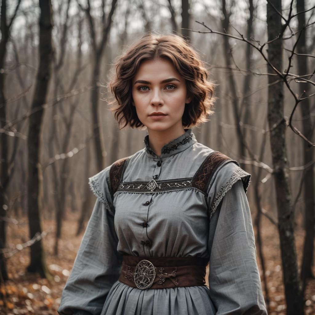 Slavic Witch Woman Portrait in Natural Lighting