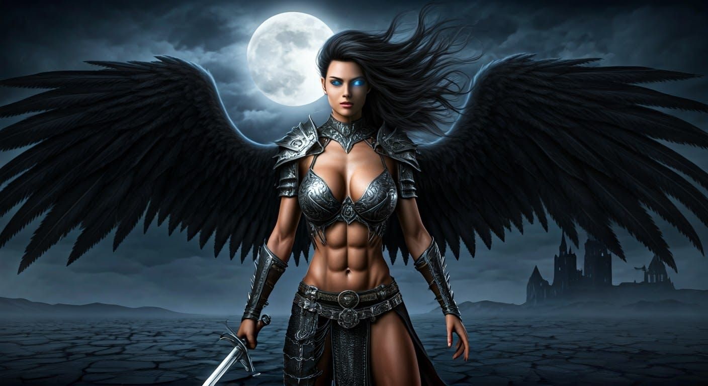 Cyborg Dark Angel in Luis Royo-Inspired Cyberpunk Style
