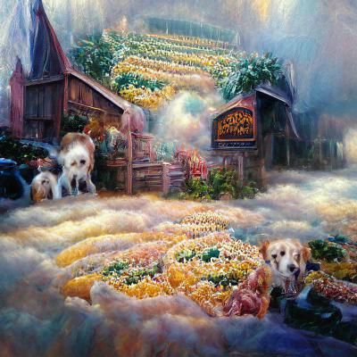 Ethereal Puppy in Hyperdetailed Cornfield