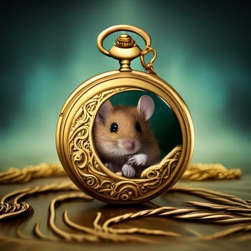 Mouse Repairs Ornate Pocket Watch: Fantasy Art