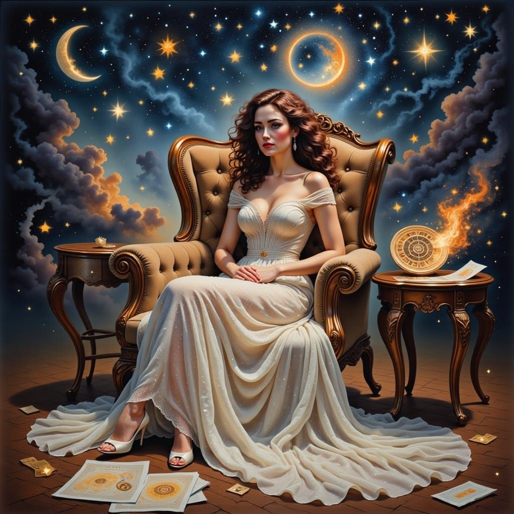 Celestial Astrologer Portrait in Dreamy Surrealist Style