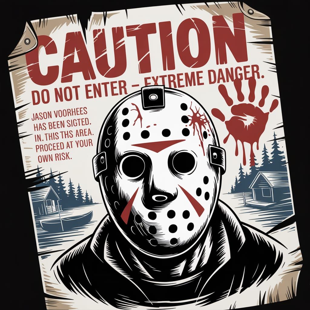 Caution Poster: Jason Voorhees Extreme Danger