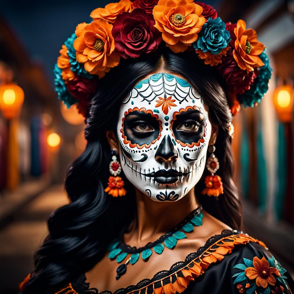 Woman in Día de los Muertos Costume
