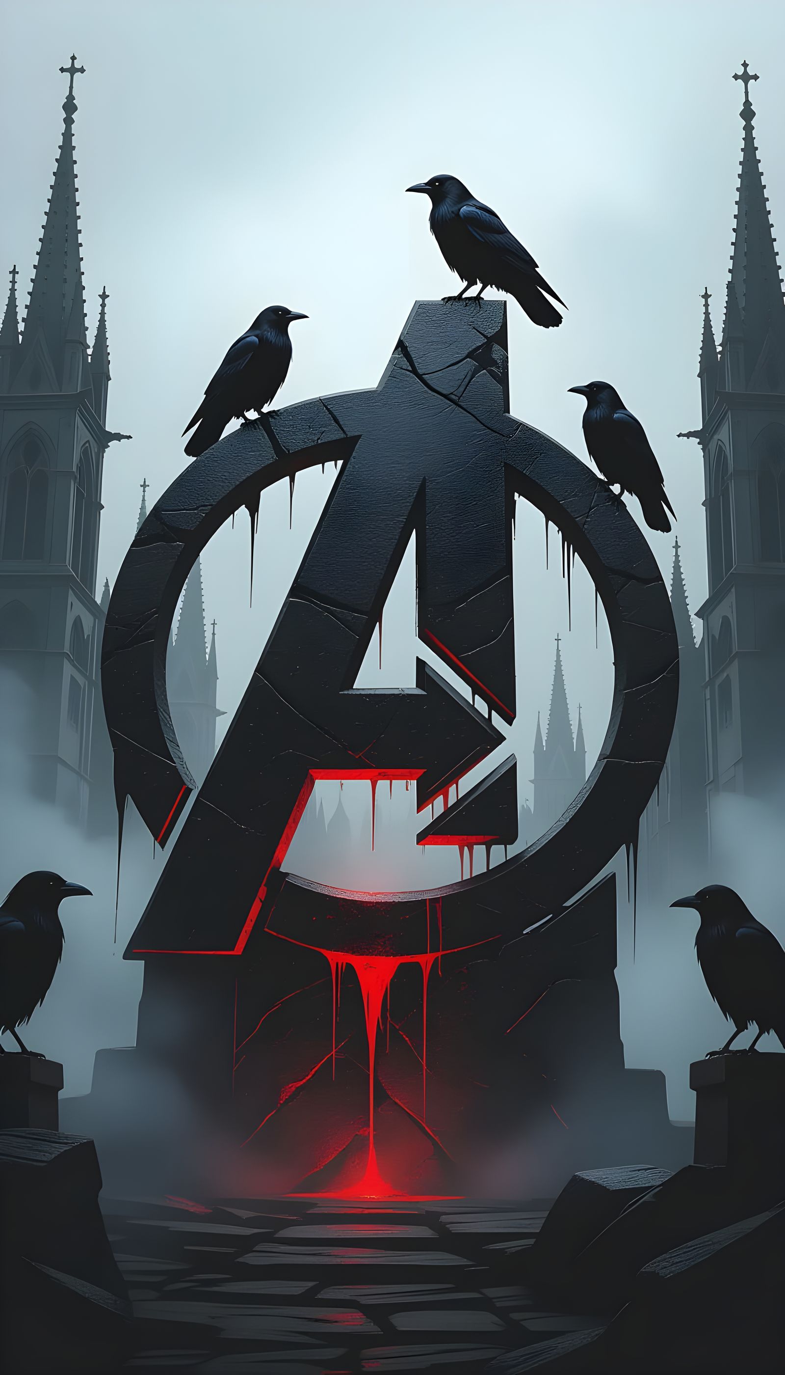 Sinister Avengers Logo in Gothic Horror Style