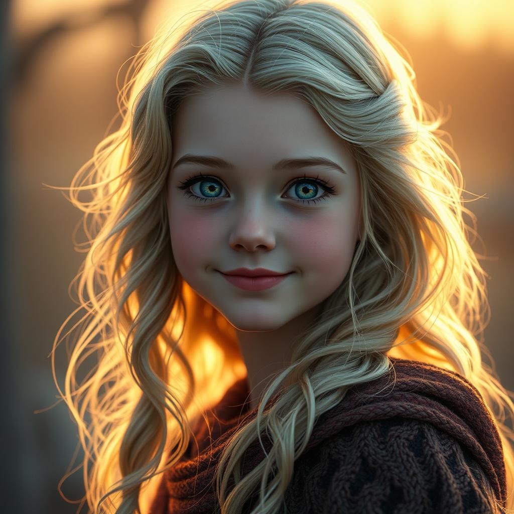 Charming Northern Witch Portrait in Digital Art Style